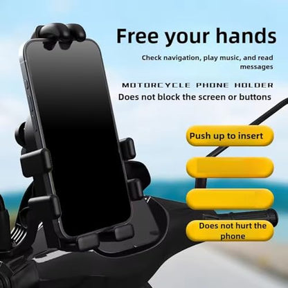 Motorcycle Phone Holder with Vibrations Dampener Nonslip Mount Handlebar Cellphone Mount - color: Black handlebar mode