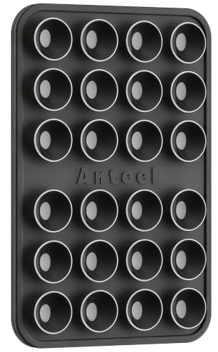 PKYAA Anteel Max - Silicone Suction Phone Case Adhesive Mount, Upgraded Super Strong Grip, Durable, Easy to Use, Hands-Free Sticky Phone Holder for Selfies, Tiktok Videos, 2.56"x3.94" (Black) - color: Black