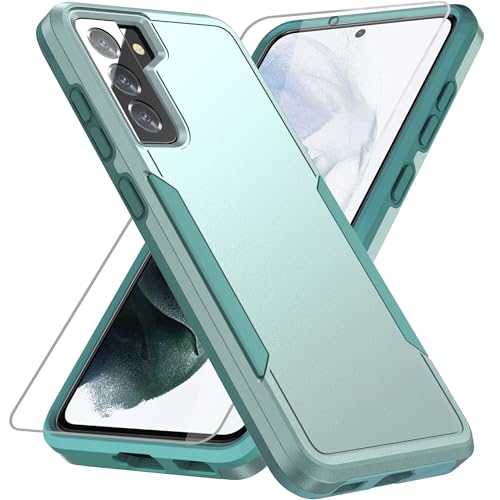 for Samsung Galaxy S21 Plus Case,with HD Screen Protector [Military Grade Drop Tested] Heavy-Duty Tough Rugged Shockproof Protective Case for Samsung S21 Plus, Green - color: Green