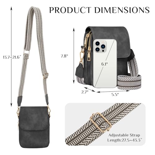 Fashion Small Crossbody Bags for Women Trendy Designer Cell Phone Purses | Adjustable Straps,with Card Holder,Detachable Wristlet Strap,small Cross Body Bag for Woman,Mini Bags,Travel Purse,Work,Gym - color: Darkgrey