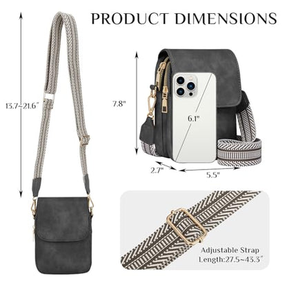 Fashion Small Crossbody Bags for Women Trendy Designer Cell Phone Purses | Adjustable Straps,with Card Holder,Detachable Wristlet Strap,small Cross Body Bag for Woman,Mini Bags,Travel Purse,Work,Gym - color: Darkgrey