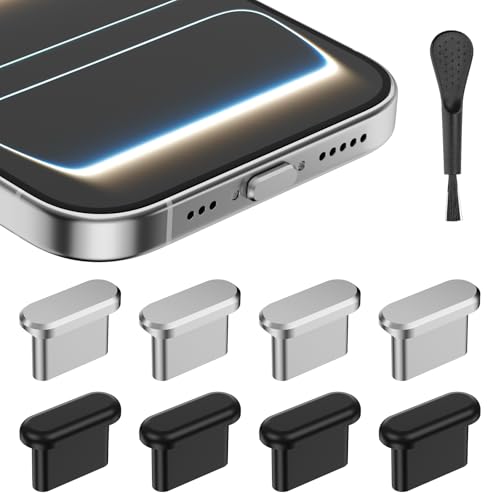 USB C Dust Plug for iPhone 18/17 Series, 4Pcs Aluminum+Silicone, Silver - color: Silver