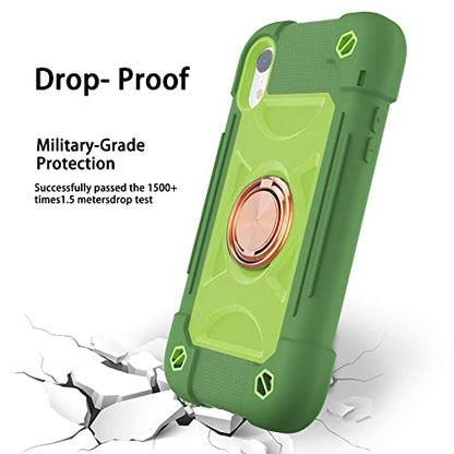 MARKILL Compatible with iPhone XR Case 6.1 Inch with Ring Stand, Heavy-Duty Military Grade Shockproof Phone Cover for iPhone XR 6.1. Avocado - color: Avocado, size: iPhone XR 6.1"