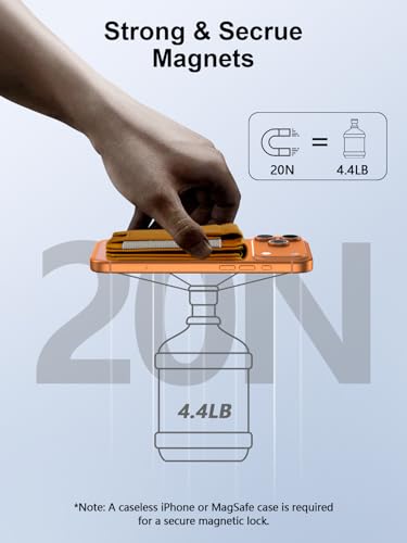 for MagSafe Wallet Works with Apple Find My, Strongest Magnetic Wallet - color: Orange