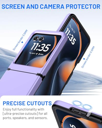 Hinge Protection for Motorola Razr 2026/2025/2024 Case (Purple) | TPU bumper & hard PC, raised camera edges, shockproof, slim, lightweight, dual-layer cover, wireless charging compatible - color: Purple