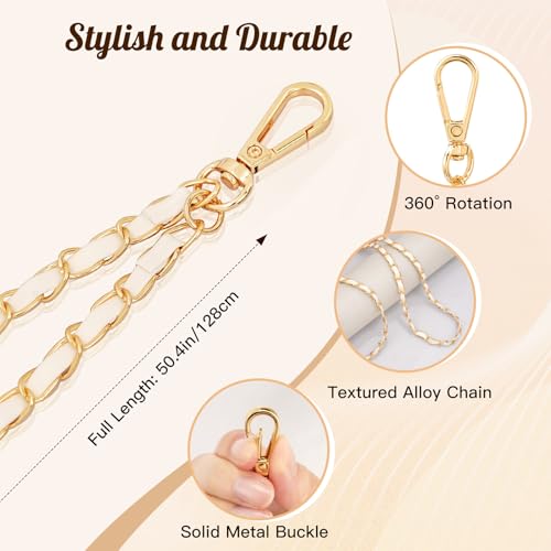 TiMOVO Phone Lanyard Metal Chain Crossbody, Gold & White - color: White, size: Standard