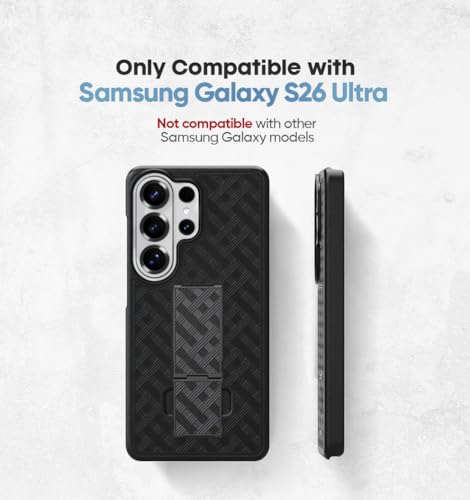 MOTIVE for Samsung Galaxy s26 Ultra Case with Belt Clip, Kickstand | 6.9" | Ranger v1 Series, Black, 360° holster, open-top/bottom port access, grip, slim - size: s26 Ultra