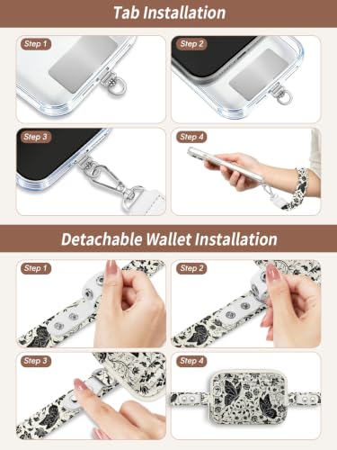 Clip and Go Strap for Phone with Wallet Crossbody Lanyard Foliage - color: Butterfly