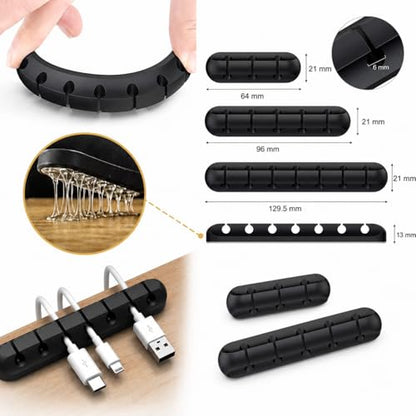 Phone Stand,(3 Cable Organizers for Desk),Set, Adjustable Phone Stand, Tablet Holder, Height & Angle Adjustable, Anti-Slip Base for Smartphones, Compatible with iPhone 17/16/15/14/13 & Android