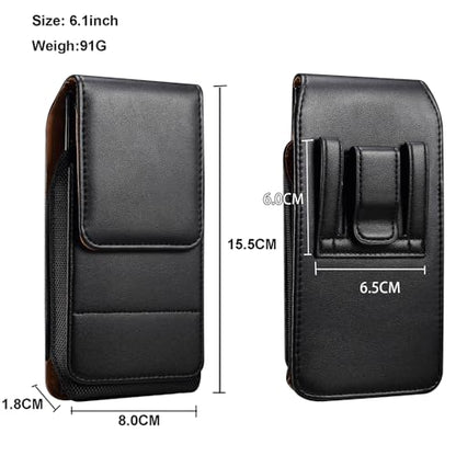 Universal Cell Phone Holster for Men Belt, Mobile Phone Belt Pouch, 6.1" Outdoor Travel Waist Bag Case with Belt Clip/Loop Credit Card Holder for iPhone 17/16/15/14/13/12 Samsung S26/S25/S24/S23/A41 - color: 6.1 Inch