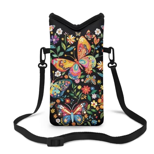Jeiento Waterproof Crossbody Bag - Lightweight & Protective Phone Sleeve for Women - Cute Carrying Case - color: Colorful Floral Butterfly
