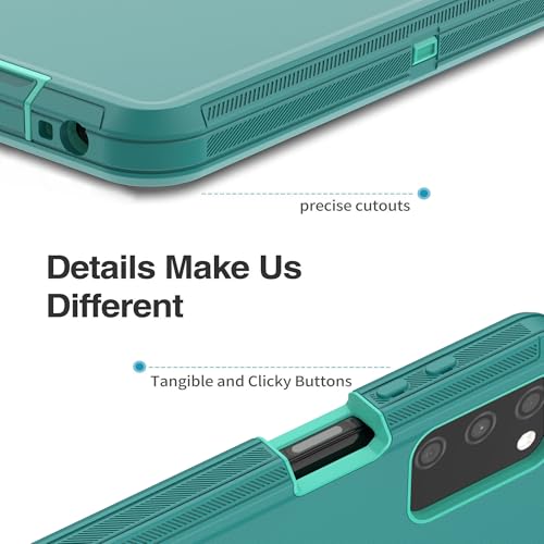 for Samsung Galaxy A03S Case, Heavy Duty Protective Case with [3 in 1] Rugged Rubber Shockproof Protection Cover for Galaxy A03S(Blue/Azure) - color: Blue/Azure