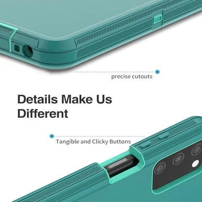 for Samsung Galaxy A03S Case, Heavy Duty Protective Case with [3 in 1] Rugged Rubber Shockproof Protection Cover for Galaxy A03S(Blue/Azure) - color: Blue/Azure