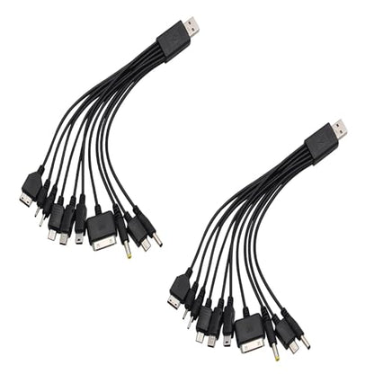 WOFALO 2 Pack (7.87inch) 10 in 1 Universal USB Cable, Multiple Universal Charging Cable for Cell Phones Blutooth Earphone Speaker Adapter Cable, 7.87inch
