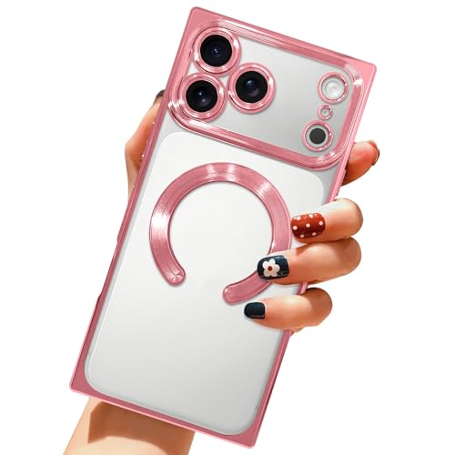 LSL Case for iPhone 17 Pro Max [Compatible with MagSafe] - Pink | Soft TPU Bumper Anti-Drop Anti-Scratch Shockproof Protective Slim Luxury Plating Clear Magnetic Cover for Women Girls Men - color: Pink, size: for iPhone 17 Pro Max
