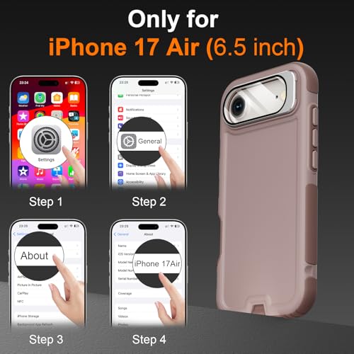 Follaroma Magnetic for iPhone 17 Air Case with Camera Stand, Light Brown | Built-in Glass Camera Cover,Compatible with MagSafe,Heavy Duty Shockproof Protective,Military-Grade Anti-DropDual Layer Cover - color: Brown Pink, size: iPhone 17 Air 6.5''