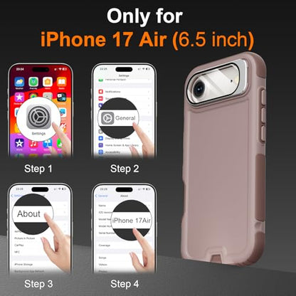 Follaroma Magnetic for iPhone 17 Air Case with Camera Stand, Light Brown | Built-in Glass Camera Cover,Compatible with MagSafe,Heavy Duty Shockproof Protective,Military-Grade Anti-DropDual Layer Cover - color: Brown Pink, size: iPhone 17 Air 6.5''