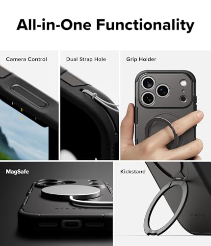 Ringke for iPhone 17 Pro Max Case [Alles Pro Gunmetal] | Compatible with MagSafe, 360° Rotating Kickstand, Camera Control Capture Button Protection, Powerful Magnet - color: Gunmetal, size: iPhone 17 Pro Max