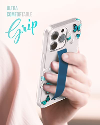 ENCASED Finger Loop Case Designed for iPhone 14 Pro Max Case for Women with Hand Strap (Screen Protector Included) - Blue Butterfly - color: Blue Butterfly