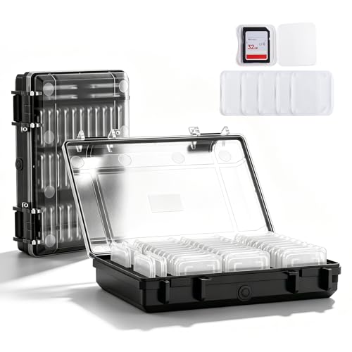 37-Slot Clear SD Card Holder, Water-Resistant Memory Card Case - color: Clear