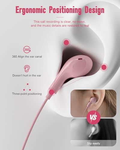 USB C Headphones Wired for iPhone17 16 Pro Max 15 Plus iPad Pro Air Pink - color: Pink