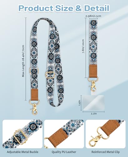 Yonlevres Phone Lanyard Crossbody Strap Wrist Neck Adjustable Women Boho - color: Bohemian Blue