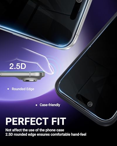 NIMASO for iPhone Air Screen Protector Privacy 6.5-Inch, 2 Pack 9H Hardness Anti-Spy Tempered Glass Military Grade Shatterproof, Anti-Scratch, with Easy Installation Tool - size: iPhone Air 6.5 inch