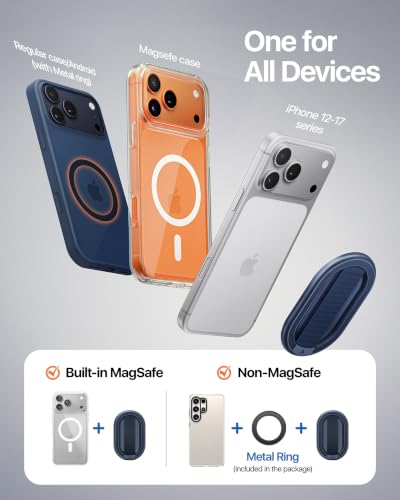 andobil [2026 Woven Comfort] Magnetic Phone Grip for MagSafe w/Finger Strap - color: Deep Blue