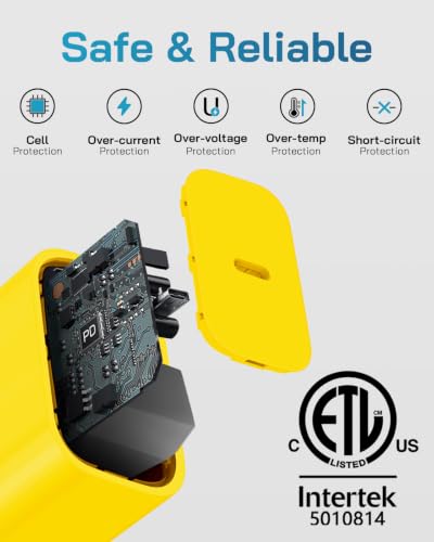 CXX 20W Fast Charger for iPhone 14/13/12 [3-Pack, MFi Certified] - color: Yellow, size: 6FT