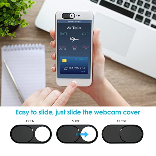 Laptop Camera Cover Slide, 0.027 Inch Ultra-Thin Metal Camera Privacy Covers, Webcam Cover Camera Cover Slide for iPhone, iPad, Mac, MacBook, Laptop, PC, Protect Your Privacy Security (Black-3 Pack) - color: Black - 3 Pack
