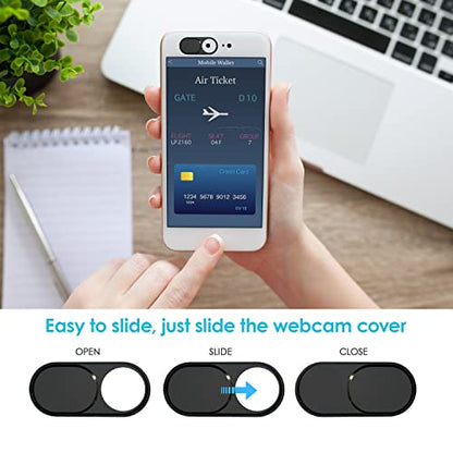 Laptop Camera Cover Slide, 0.027 Inch Ultra-Thin Metal Camera Privacy Covers, Webcam Cover Camera Cover Slide for iPhone, iPad, Mac, MacBook, Laptop, PC, Protect Your Privacy Security (Black-3 Pack) - color: Black - 3 Pack