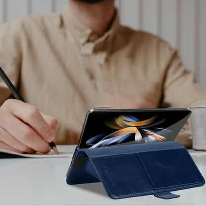KEZiHOME Genuine Leather Wallet Case for Samsung Galaxy Z Fold 6 Blue - color: Blue, size: Galaxy Z Fold 6 Case