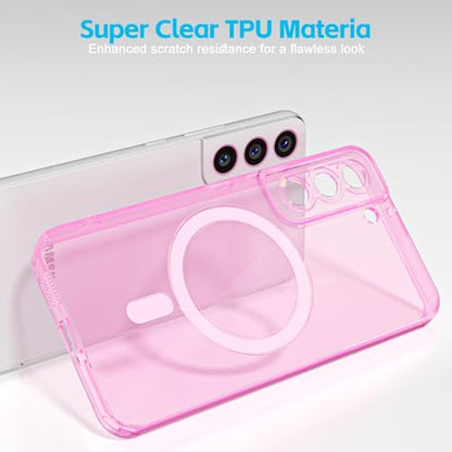 Svanove for Samsung Galaxy S22 Case Clear Compatible with Magsafe Silicone, Transparent Thin Magnetic Mag Safe Case Cute, Girly Aesthetic Trendy Slim Hard Rubber Camera Cover Protection, Light Pink - color: Clear Pink, size: S22