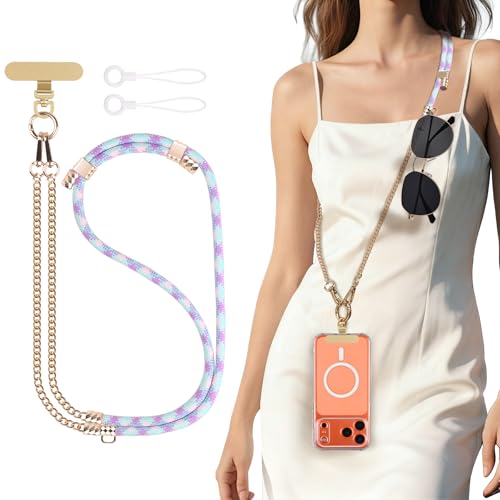 YFWE Phone Lanyard Crossbody, Adjustable Cell Phone Lanyard Neck Strap for All Phones, Universal Skin Friendly Phone Strap Crossbody for Women and Men - color: Colorful 3