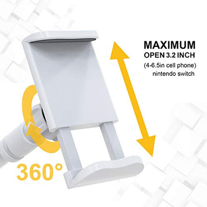 Phone Holder Bed Gooseneck Mount - Flexible Arm 360 Mount Clip Adjustable Bracket Clamp Stand Compatible with Cell Phone 11 Pro XS Max XR X 8 7 6 Plus 5 4, Samsung S10 S9 S8 for Bedroom Desk - color: White