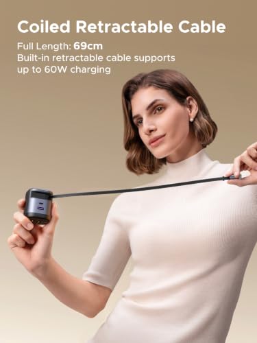 UGREEN Nexode 65W Retractable Charger Block, 3 in 1 Fast Charging Adapter
