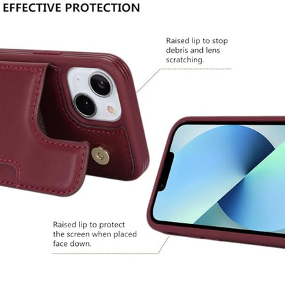 iCoverCase Compatible with iPhone 13 Mini Case with Card Holder, Wallet Phone Case for Women Men RFID Blocking PU Leather Protective Case 5.4 Inch (Wine Red) - color: Wine Red