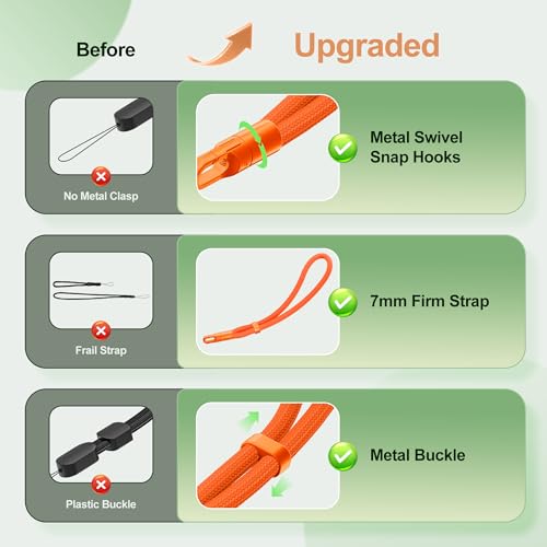 SHANSHUI Phone Lanyard, 4 Pack Adjustable Cell Phone Strap, Hand Wrist Strap Lanyard with 4 Pack Tether Tabs for Smartphones-Black Orange - color: 2black 2orange