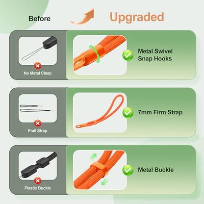 SHANSHUI Phone Lanyard, 4 Pack Adjustable Cell Phone Strap, Hand Wrist Strap Lanyard with 4 Pack Tether Tabs for Smartphones-Black Orange - color: 2black 2orange