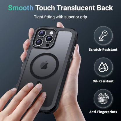 jaroco Magnetic for iPhone 16 Pro Max Case Heavy Duty Protection Black | Compatible with MagSafe,Military Grade Drop Protection,Translucent Matte,Non-Slip,Shockproof 2-Layer Durable Bumper Case - color: Black, size: iPhone 16 Pro Max