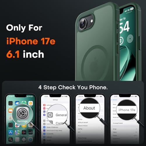 TOCOL for iPhone 17e Case, Compatible with MagSafe, Alpine Green - color: Alpine Green, size: Iphone 17e