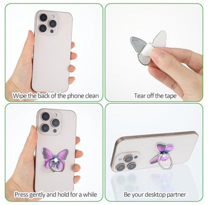 Ymapinc 3Pcs Butterfly Phone Ring Holder Colored Butterfly Shaped