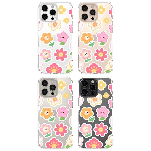 IAIYOXI Clear Case for iPhone 16, [Crystal Clear Military-Grade Drop Protection], Non-Yellowing, Slim Lightweight Transparent TPU Bumper Phone Case Cover Design - Flower Stickers - color: Flower Stickers, size: iPhone 16