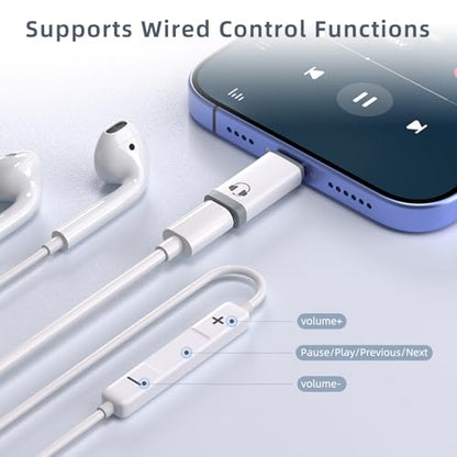 Jadebones USB C to Light-ning Headphone Audio Adapter, 2 Pack