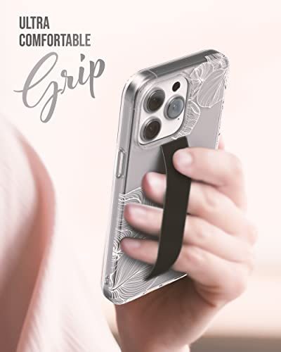 ENCASED Hand Strap Case Designed for iPhone 14 Pro Max Case with Finger Loop Grip and Screen Protector (White Lace Leaf) - color: Lace Leaf