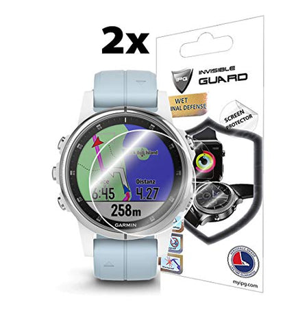 IPG For GARMIN FENIX 5S PLUS (42MM) Screen Protector (2 Units) Smartwatch Screen Protector Invisible Ultra HD Clear Film Anti Scratch Skin Guard - Smooth/Self-Healing/Bubble -Free