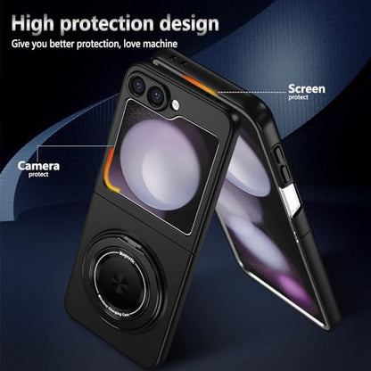 Magnetic Case for Samsung Galaxy Z Flip 6, [Compatible with MagSafe] Military Grade Shockproof Slim fit Samsung Z Flip 6 Phone Case with Magnetic Ring Kickstand, Black - color: Black, size: Samsung Galaxy Z Flip 6