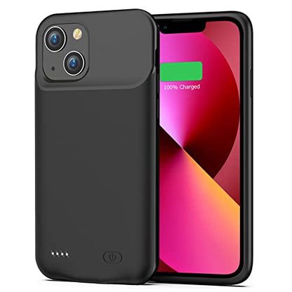 Battery Case for iPhone 13, 7000mAh Ultra-Thin Portable Protective Charging Case Rechargeable Extended Battery Pack Compatible with iPhone 13 (6.1 inch) External Charger Case (Black)