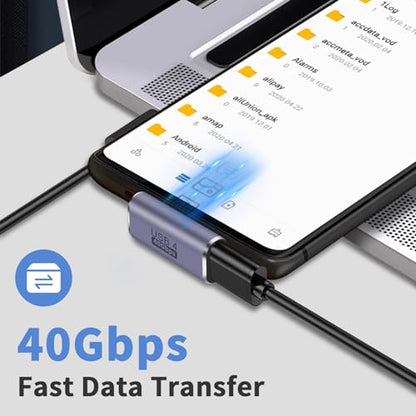 Duttek USB C Right Angle Adapter 4 Style, 90 Degree USB C Angle Adapter [ 40Gbps 100W PD] Type C Extension Connector Compatible with Steam Deck MacBook Phone Game Console - style: Four Styles Right Angle USB C Adapter