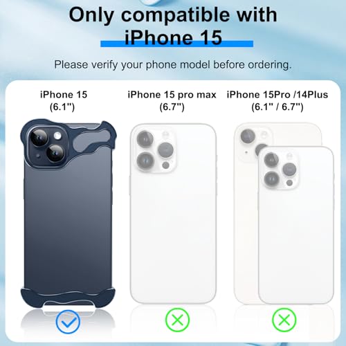 Frameless Phone Case Crafted for iPhone 15 Blue - color: Aluminum Blue, size: iPhone 15